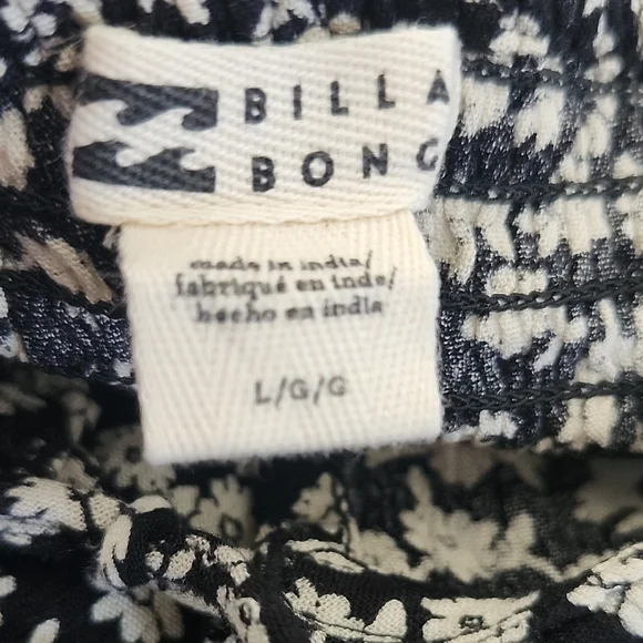 Billabong Better Days Midi Dress – Size L, Black & White Floral with Keyhole Tie - Picture 11 of 12